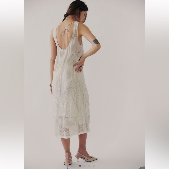 Free People Many Moons Midi Dress Lace Overlay Sleeveless - Small - Picture 3 of 14